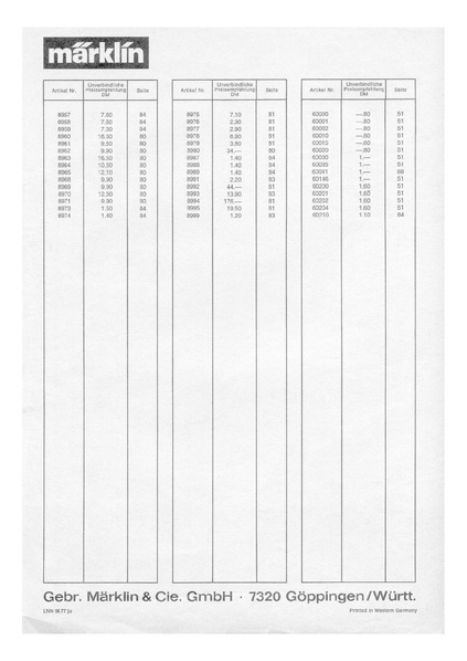 Tiedosto:UVP Maerklin 1977 DM Preisliste.pdf